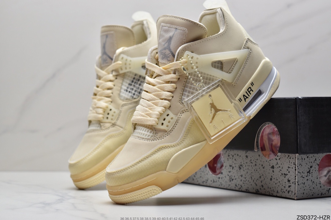320 Off-White x Air Jordan AJ4 Retro”Cream/Sail”“OW联名白帆”CV9388-100