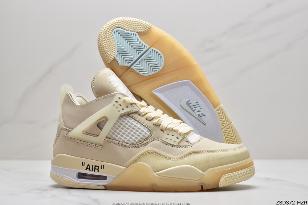 320 Off-White x Air Jordan AJ4 Retro”Cream/Sail”“OW联名白帆”CV9388-100