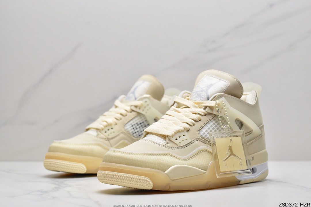 320 Off-White x Air Jordan AJ4 Retro”Cream/Sail”“OW联名白帆”CV9388-100