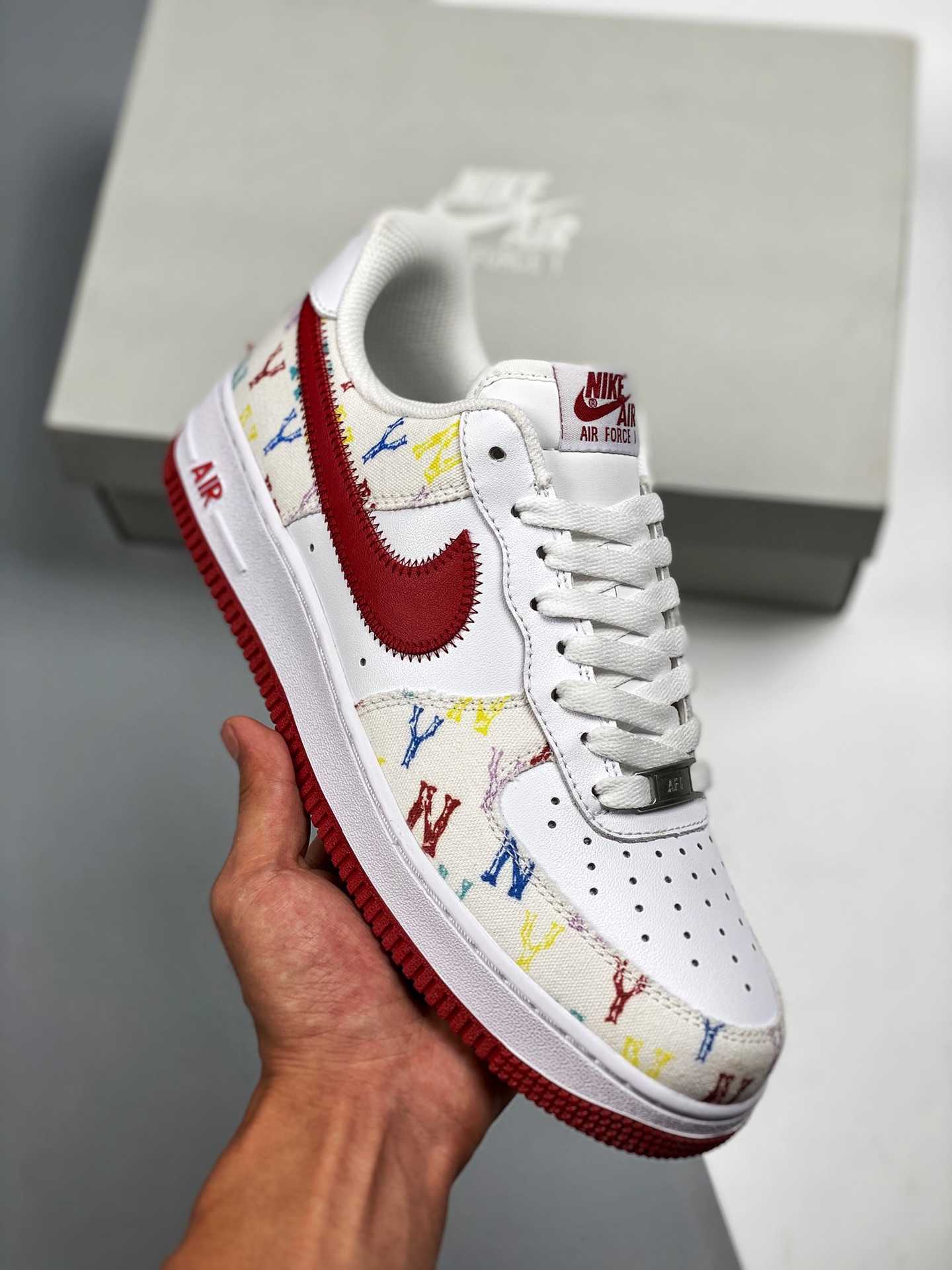 Apoya tienda 3 MLB x Air Force 1 Low blanco rojo, cielo estrellado, horma y plantilla originales, creando estilo autént…