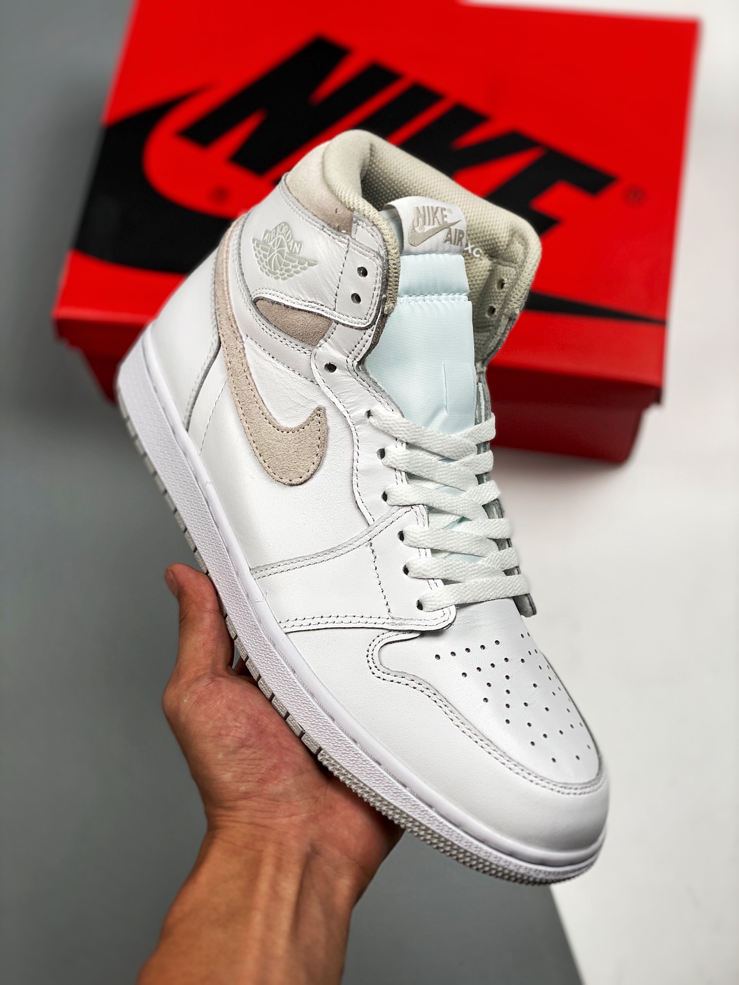Apoyo en tienda 3 Air Jordan 1 High OG 85 'Neutral Grey' gris y blanco, producción original de fábrica grande, techo de…