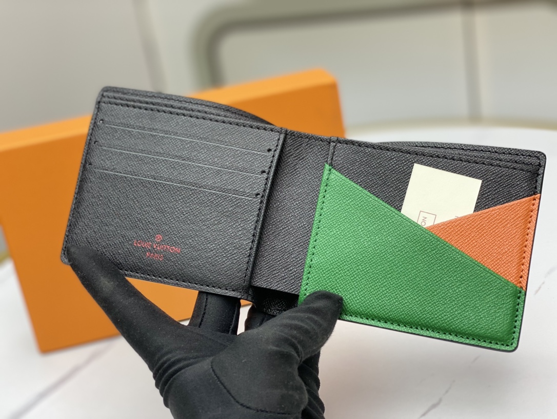 Close-up of the card slots in a bifold wallet