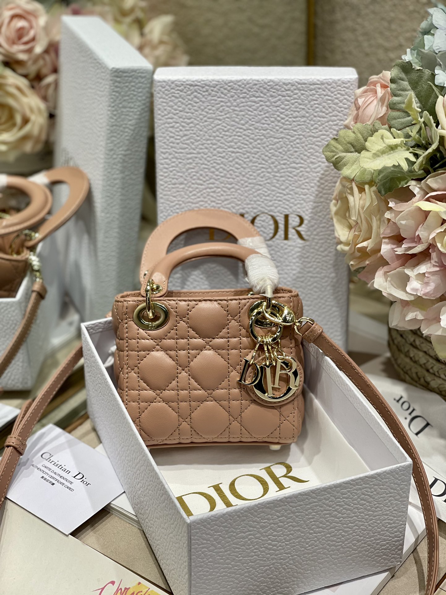 7 Star Quality Designer Replica
 Dior Lady Handbags Crossbody & Shoulder Bags Black Gold Pink Sheepskin Mini