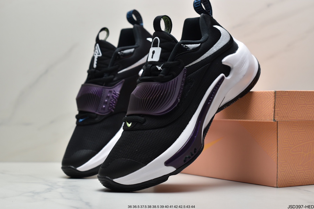 200  耐克黑紫字母哥 Nike Zoom Freak 3 黑紫字母哥实战篮球鞋ZDA0694-001