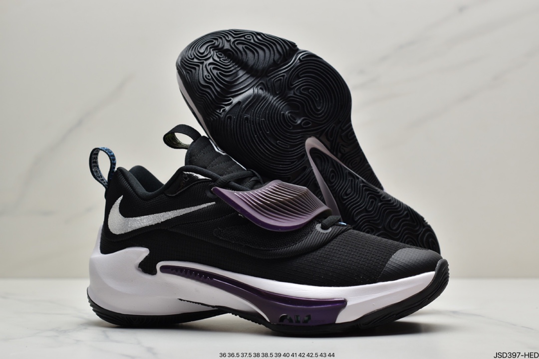200  耐克黑紫字母哥 Nike Zoom Freak 3 黑紫字母哥实战篮球鞋ZDA0694-001