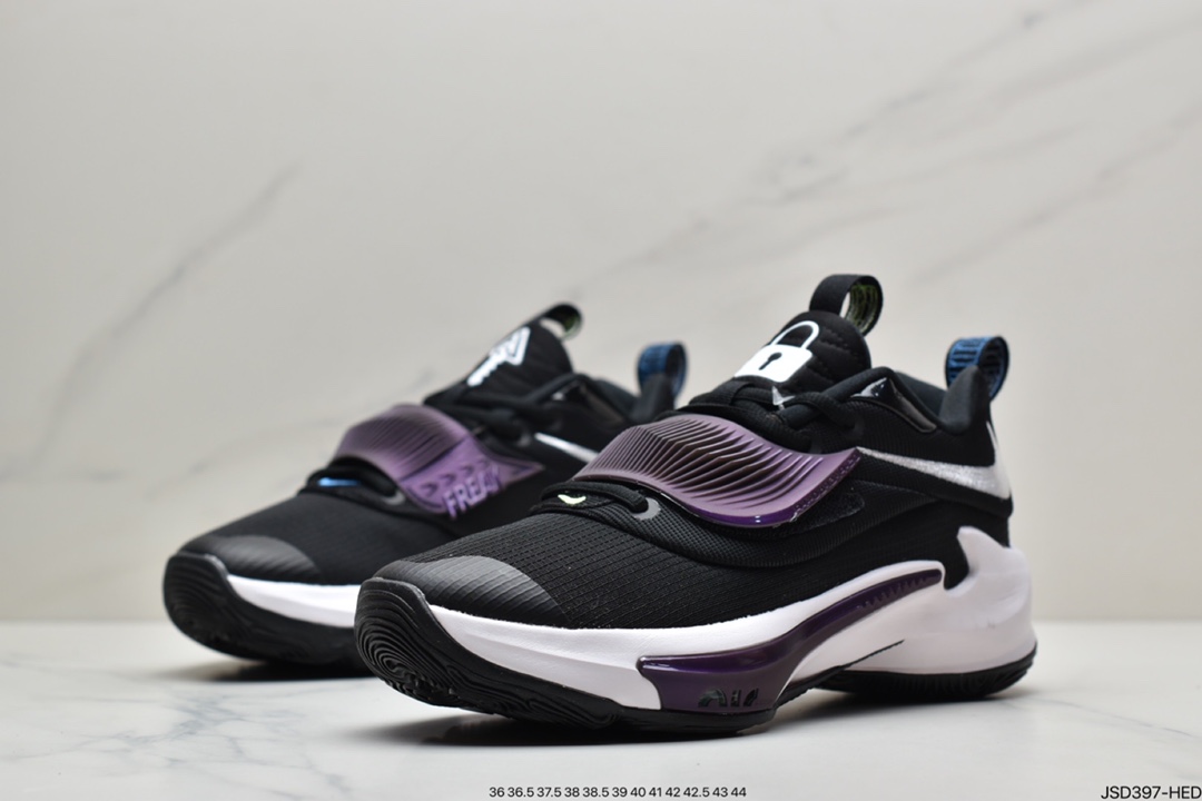 200  耐克黑紫字母哥 Nike Zoom Freak 3 黑紫字母哥实战篮球鞋ZDA0694-001