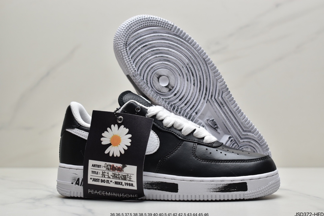 200  PEACEMINUSONE X Nike Air Force1”Para-Noise 2.0”黑白刮刮乐反系鞋带小雏菊权志龙DD3223-100