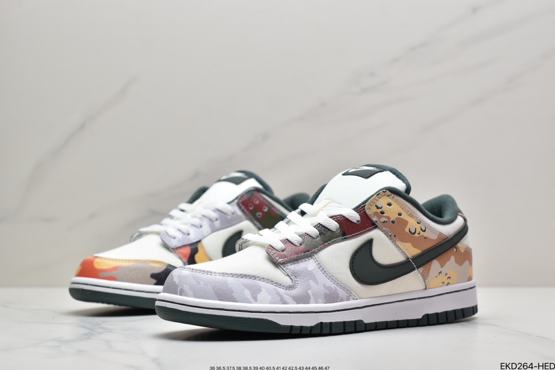 380 耐克Nike SB Dunk Low “Sail Multi-Camo” 迷彩不对称鸳鸯 DH0957-100
