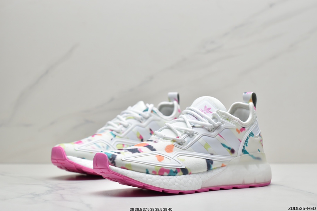 230 阿迪达斯Adidas Originals ZX 2K Boost 全新爆米花缓震休闲运动跑鞋GX5405