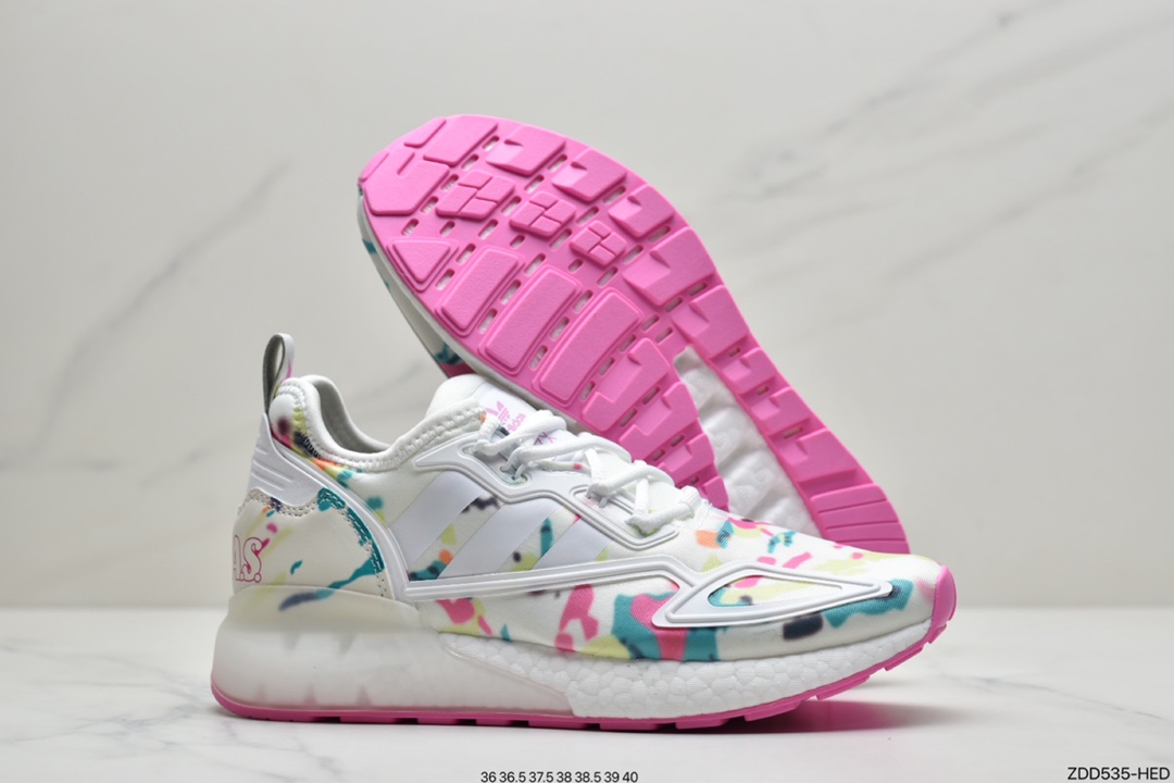 230 阿迪达斯Adidas Originals ZX 2K Boost 全新爆米花缓震休闲运动跑鞋GX5405