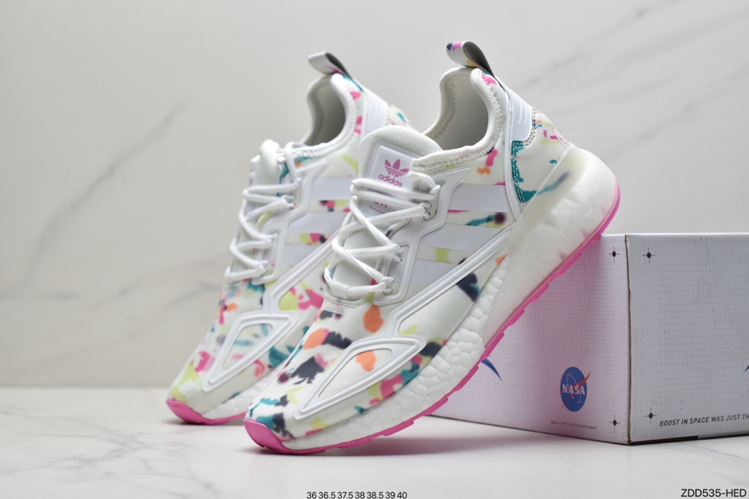 230 阿迪达斯Adidas Originals ZX 2K Boost 全新爆米花缓震休闲运动跑鞋GX5405