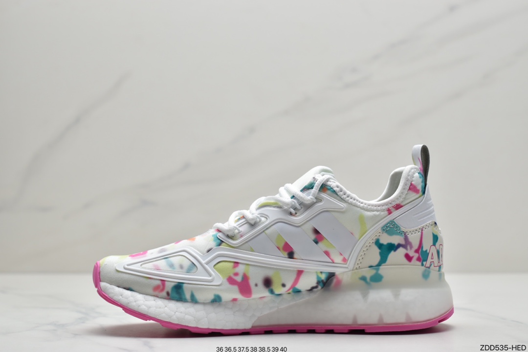 230 阿迪达斯Adidas Originals ZX 2K Boost 全新爆米花缓震休闲运动跑鞋GX5405