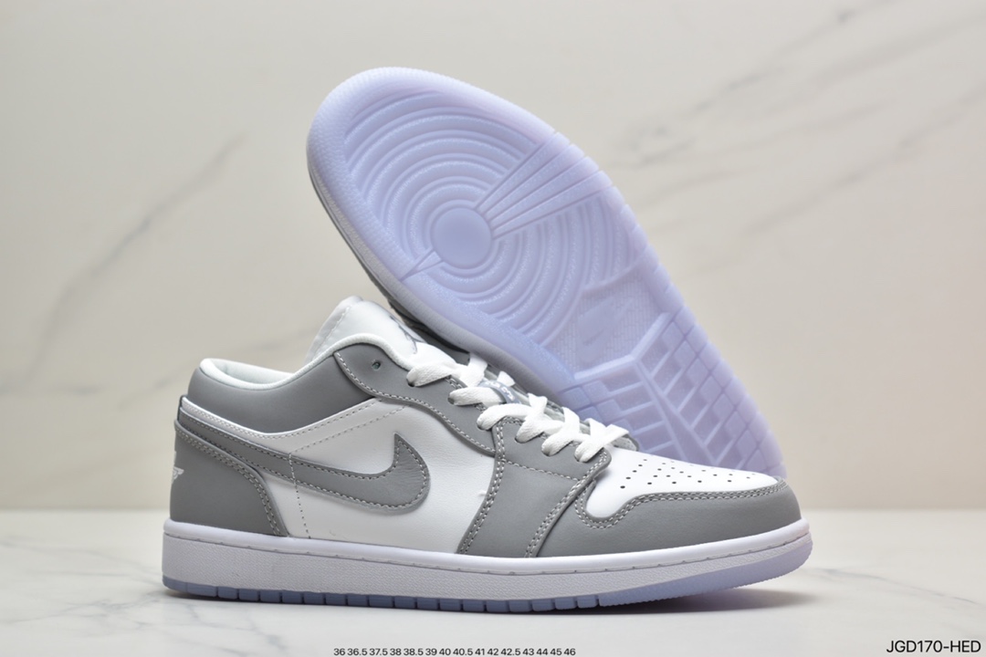 180 Nike Wmns Air Jordan 1 Low”Wmns Air Jordan 1 Low”White Wolf Grey”AJ1乔丹休闲运动篮球鞋“灰白烟灰雾霾小迪奥”DC0774-105