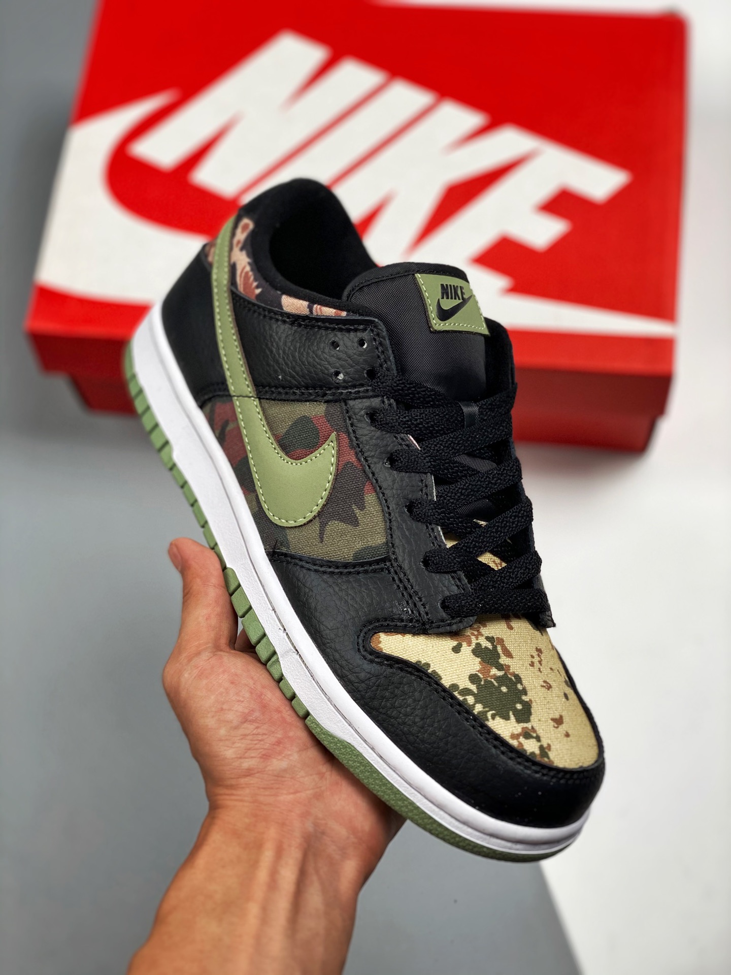 NK Dunk LOW camuflaje negro, asimétrico yin-yang, material de capa superior original, estilo exclusivo procesado por de…