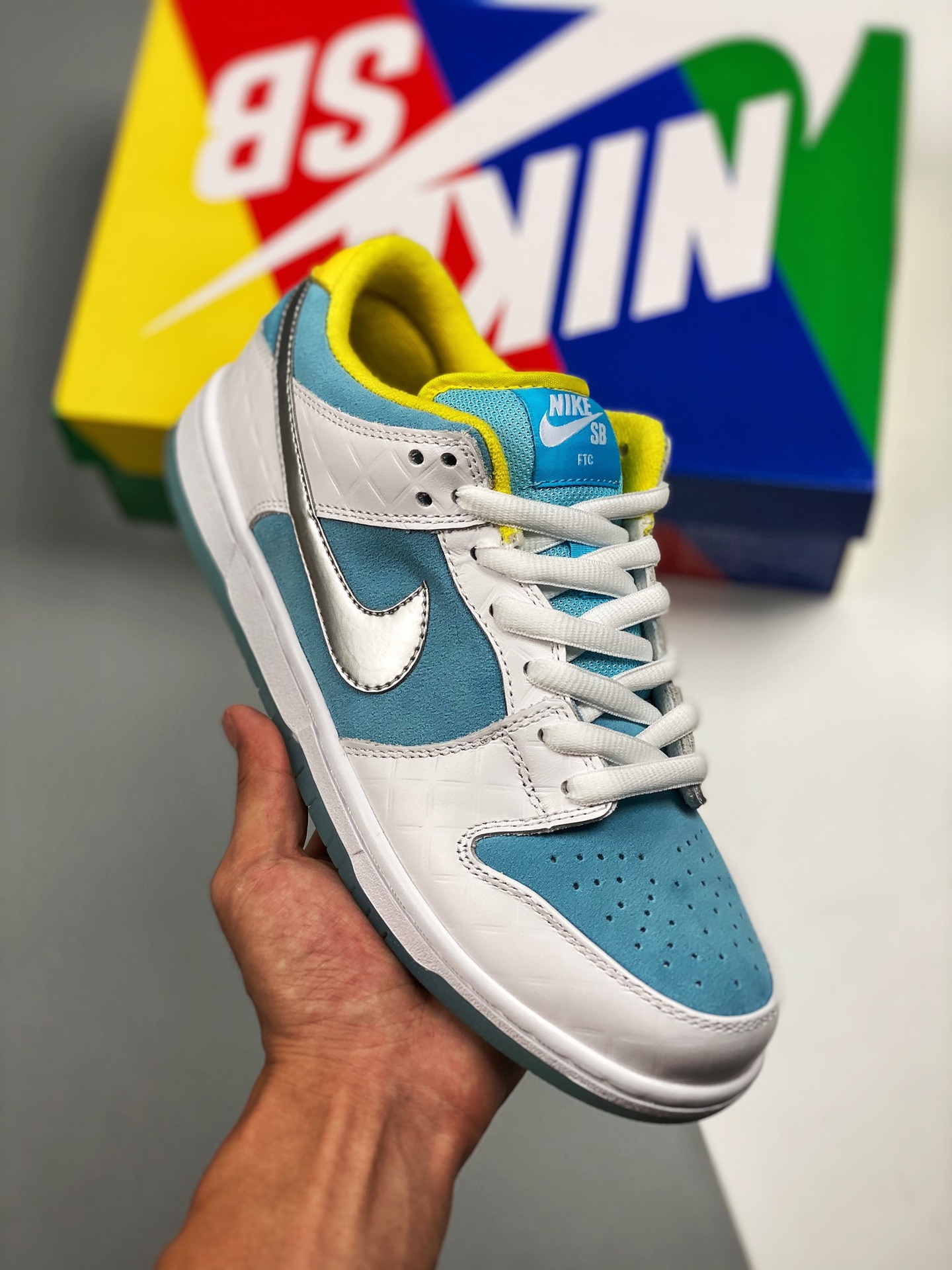 NK Dunk SB Low "Lagoon Pulse" blanco, plata y azul, producción de fábrica grande, muy recomendado👏 material de capa su…