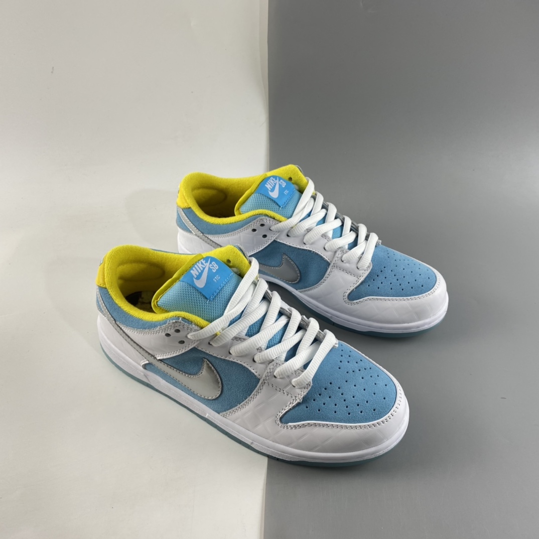 P300 FTC Skateboarding x Nike SB Dunk Low Pro QS”LAGOON PULSE”扣篮系列低帮休闲运动滑板板鞋“菱格白银冰蓝”DH7687-400