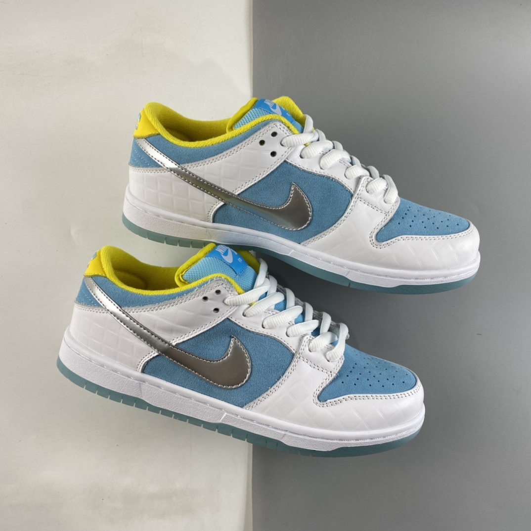 P300 FTC Skateboarding x Nike SB Dunk Low Pro QS”LAGOON PULSE”扣篮系列低帮休闲运动滑板板鞋“菱格白银冰蓝”DH7687-400