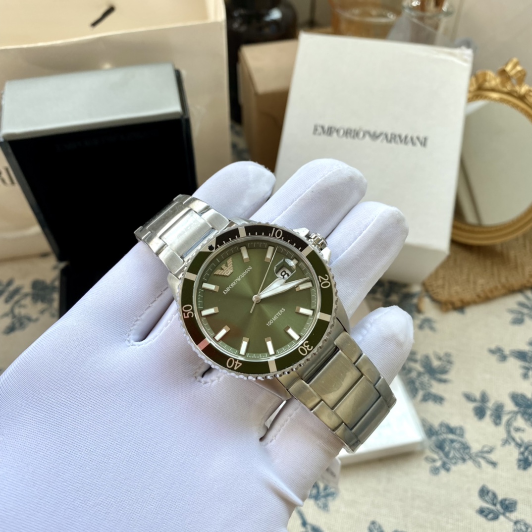 🌺🌺 (Emporio Armani) Armani 2021 nuevo reloj de hombre con correa de acero de cuarzo simple y atmosférico europeo y am…