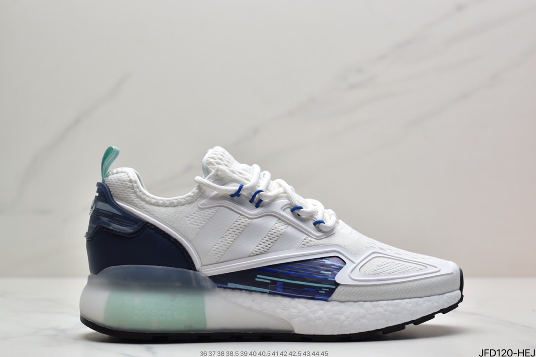 170 Adidas阿迪达斯 缓震跑鞋 易烊千玺同款 Adidas Originals ZX 2K Boost 全新爆米花缓震休闲运动跑鞋