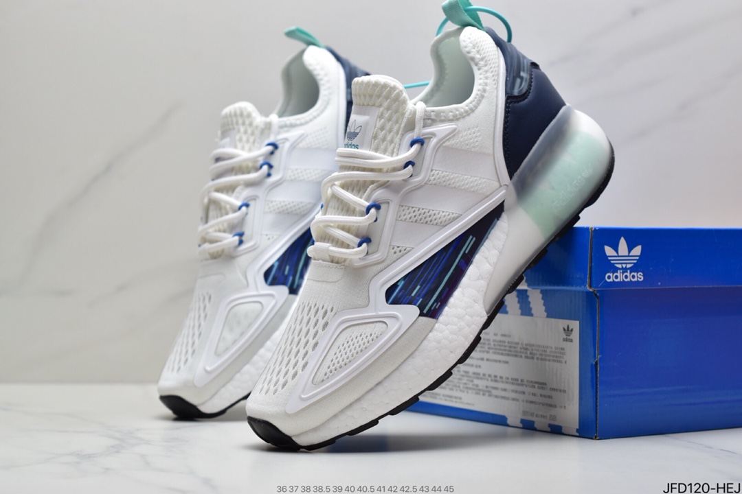 170 Adidas阿迪达斯 缓震跑鞋 易烊千玺同款 Adidas Originals ZX 2K Boost 全新爆米花缓震休闲运动跑鞋