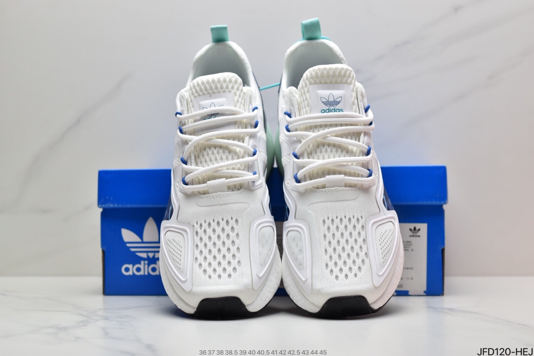170 Adidas阿迪达斯 缓震跑鞋 易烊千玺同款 Adidas Originals ZX 2K Boost 全新爆米花缓震休闲运动跑鞋