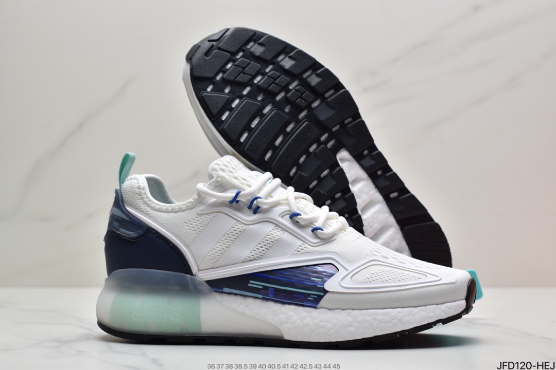 170 Adidas阿迪达斯 缓震跑鞋 易烊千玺同款 Adidas Originals ZX 2K Boost 全新爆米花缓震休闲运动跑鞋