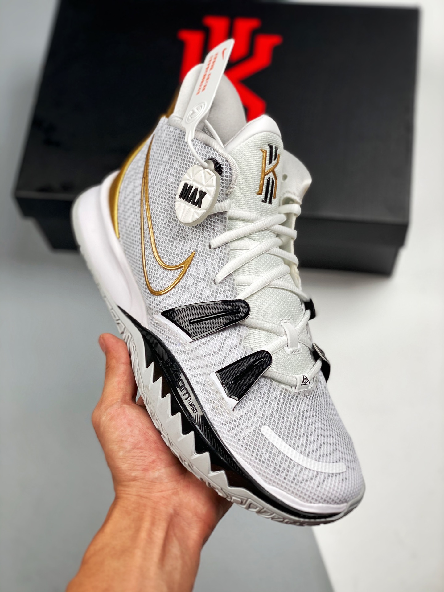 Apoya la tienda 3 NIKE KYRIE 7 "Bred" edición especial conjunta, puro original, Kyrie 7, blanco negro dorado,…