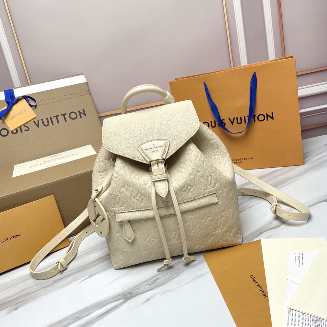 Louis Vuitton LV Montsouris AAAAA+
 Bags Backpack Vintage Gold Empreinte​ Cowhide m45205