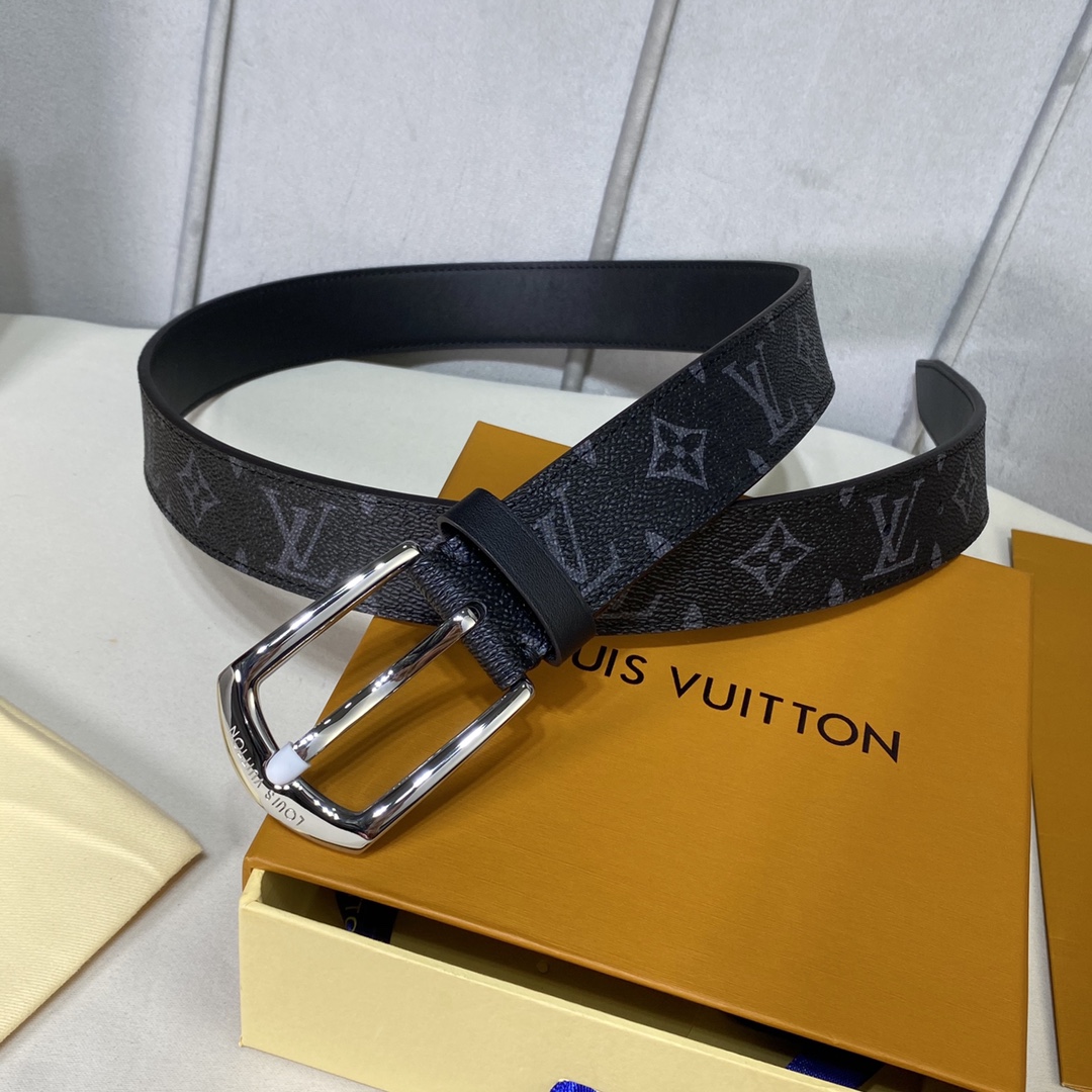 Louis Vuitton Belts Men Calfskin Canvas Cowhide