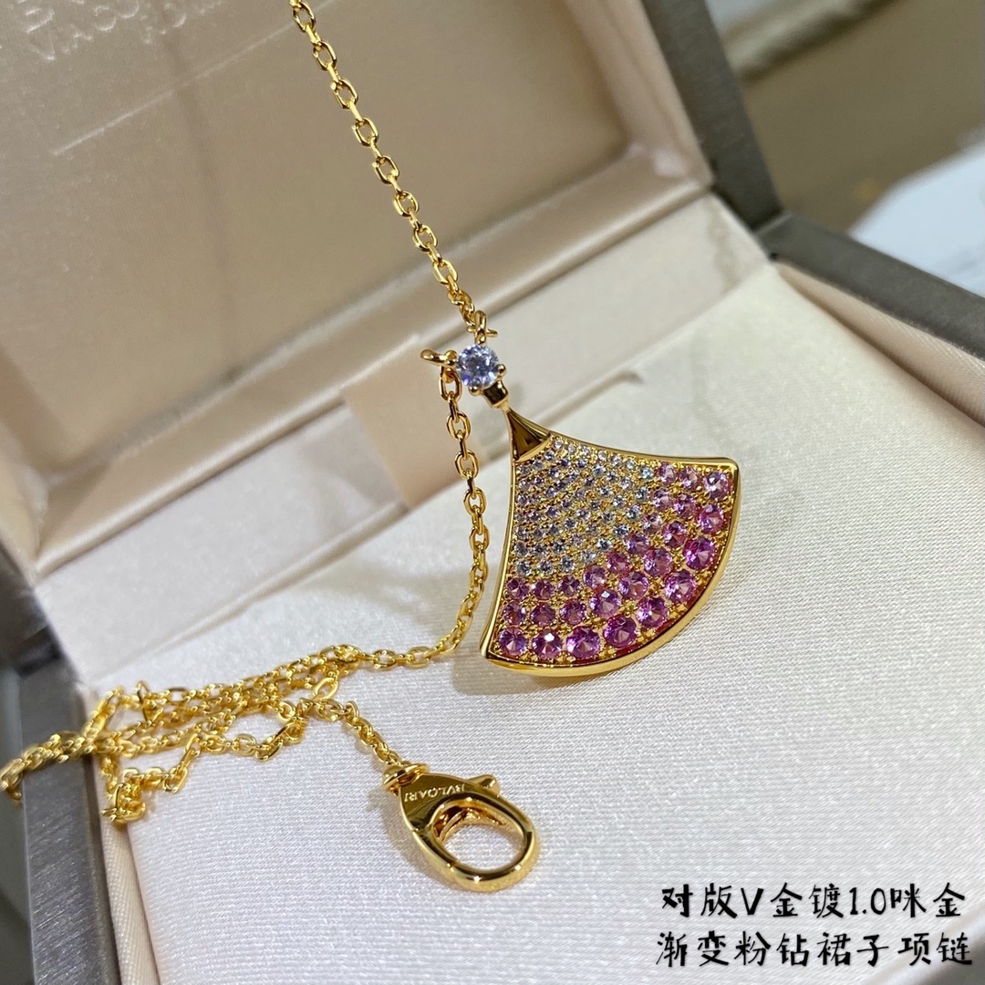 V金镀咪金对版尺寸宝格丽小号渐变粉钻