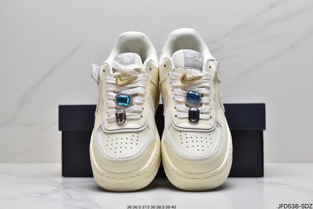170 耐克Nike Air Force 1 Shadow 马卡龙 黄粉 空军一号低帮运动休闲板鞋CI0919-700