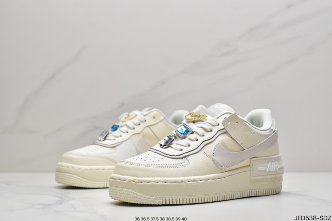 170 耐克Nike Air Force 1 Shadow 马卡龙 黄粉 空军一号低帮运动休闲板鞋CI0919-700