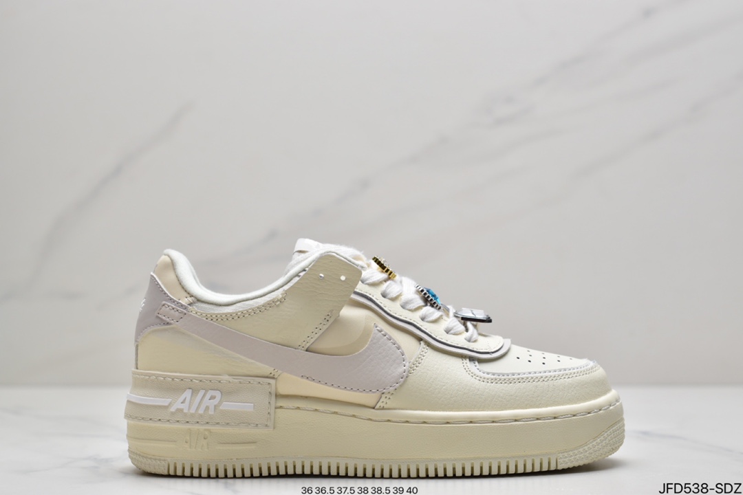 170 耐克Nike Air Force 1 Shadow 马卡龙 黄粉 空军一号低帮运动休闲板鞋CI0919-700