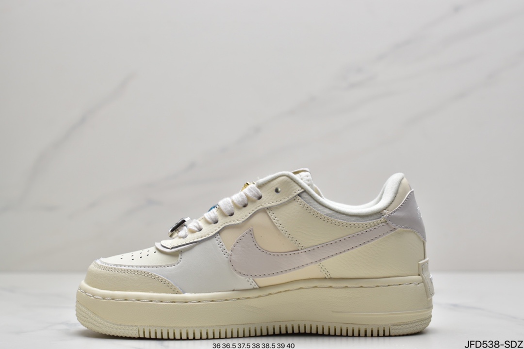 170 耐克Nike Air Force 1 Shadow 马卡龙 黄粉 空军一号低帮运动休闲板鞋CI0919-700