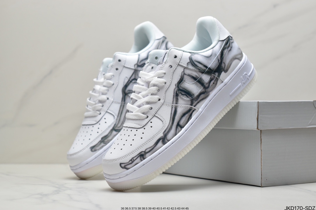 160 耐克Nike Air Force 1 ”Skeleton” 骨万骼圣节骨头 夜空光军号一低帮板BQ7541-100