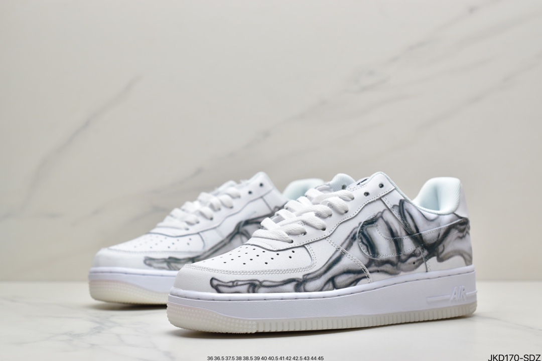 160 耐克Nike Air Force 1 ”Skeleton” 骨万骼圣节骨头 夜空光军号一低帮板BQ7541-100