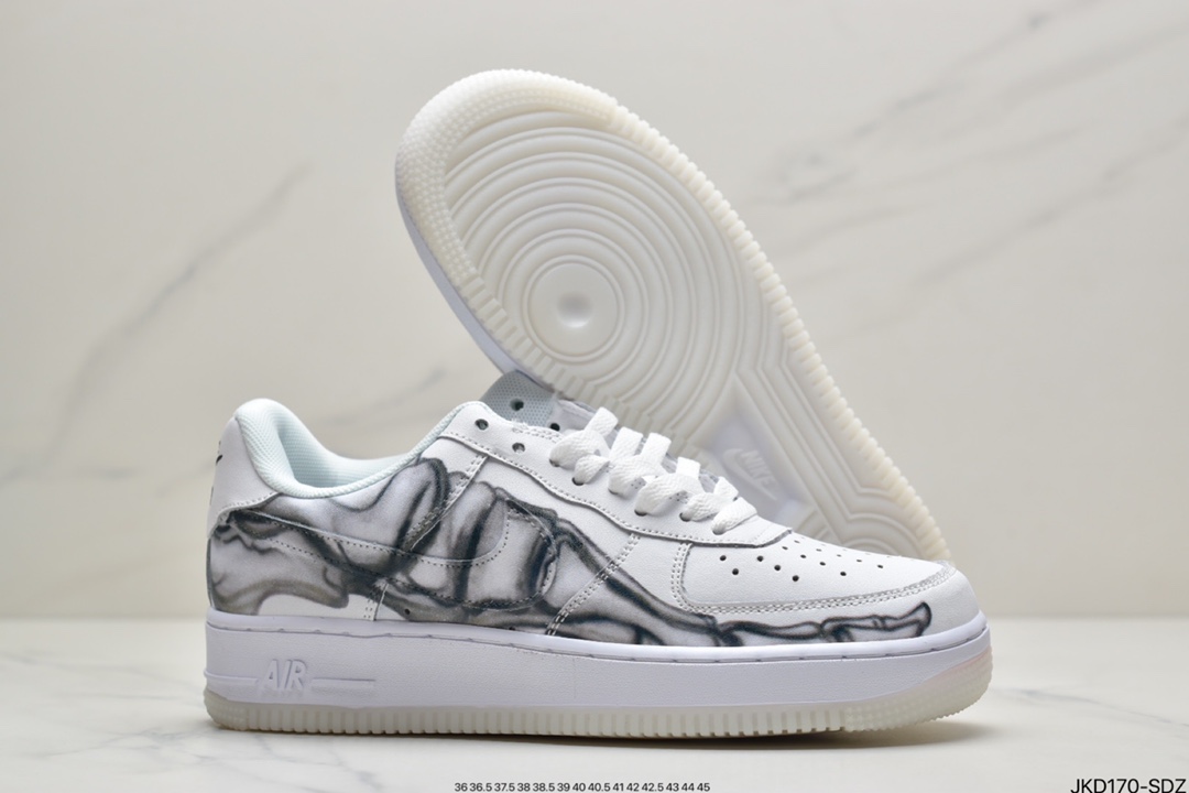 160 耐克Nike Air Force 1 ”Skeleton” 骨万骼圣节骨头 夜空光军号一低帮板BQ7541-100