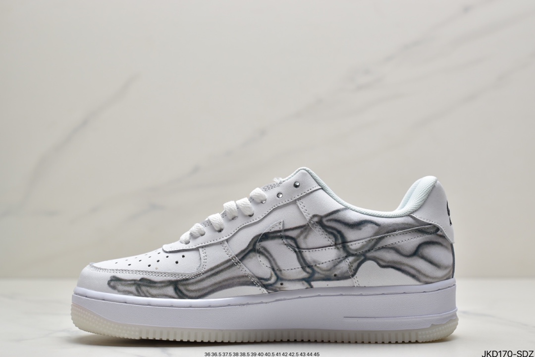 160 耐克Nike Air Force 1 ”Skeleton” 骨万骼圣节骨头 夜空光军号一低帮板BQ7541-100