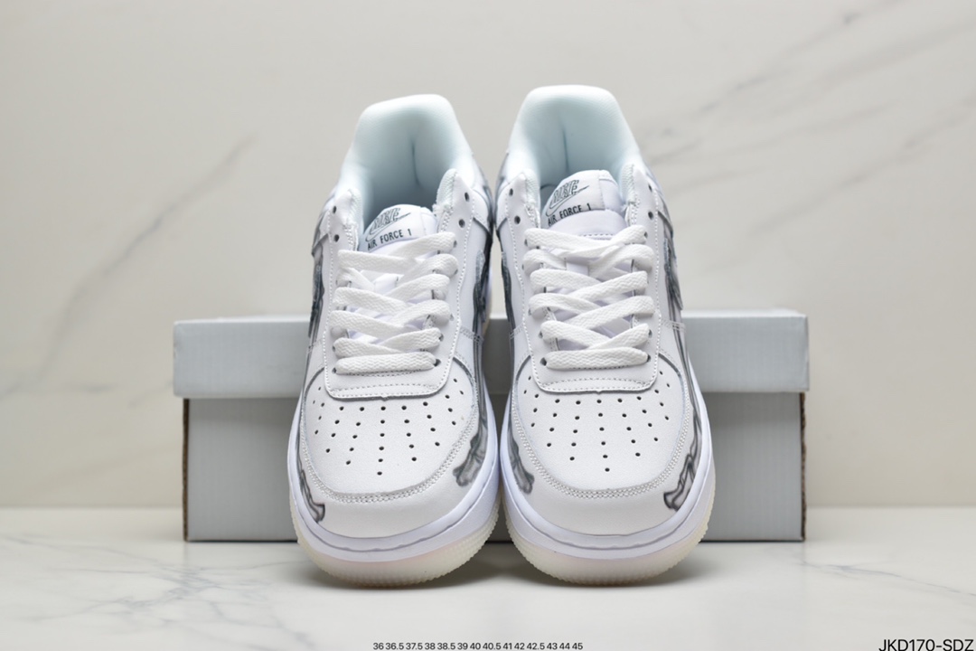160 耐克Nike Air Force 1 ”Skeleton” 骨万骼圣节骨头 夜空光军号一低帮板BQ7541-100