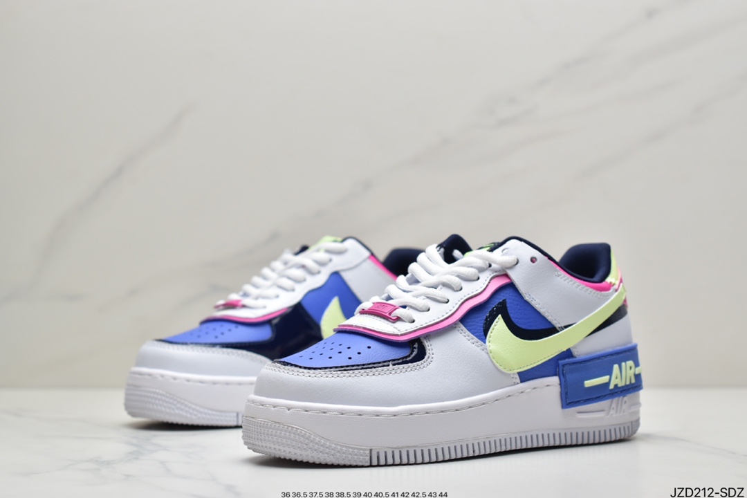 140 耐克Nike Air Force 1 Shadow 灰l拼接 轻量增高低帮百搭板鞋”拼接马卡龙” CK6561-100