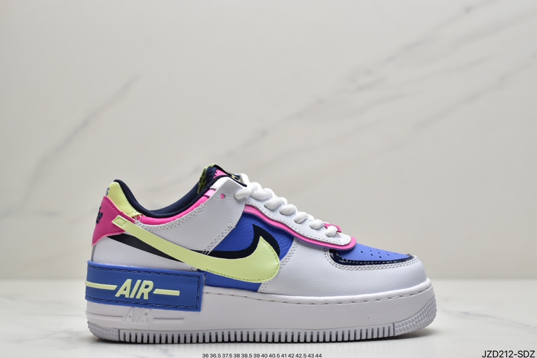 140 耐克Nike Air Force 1 Shadow 灰l拼接 轻量增高低帮百搭板鞋”拼接马卡龙” CK6561-100