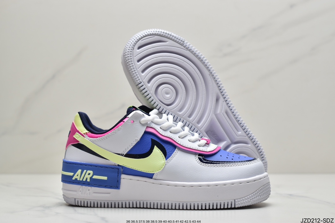 140 耐克Nike Air Force 1 Shadow 灰l拼接 轻量增高低帮百搭板鞋”拼接马卡龙” CK6561-100
