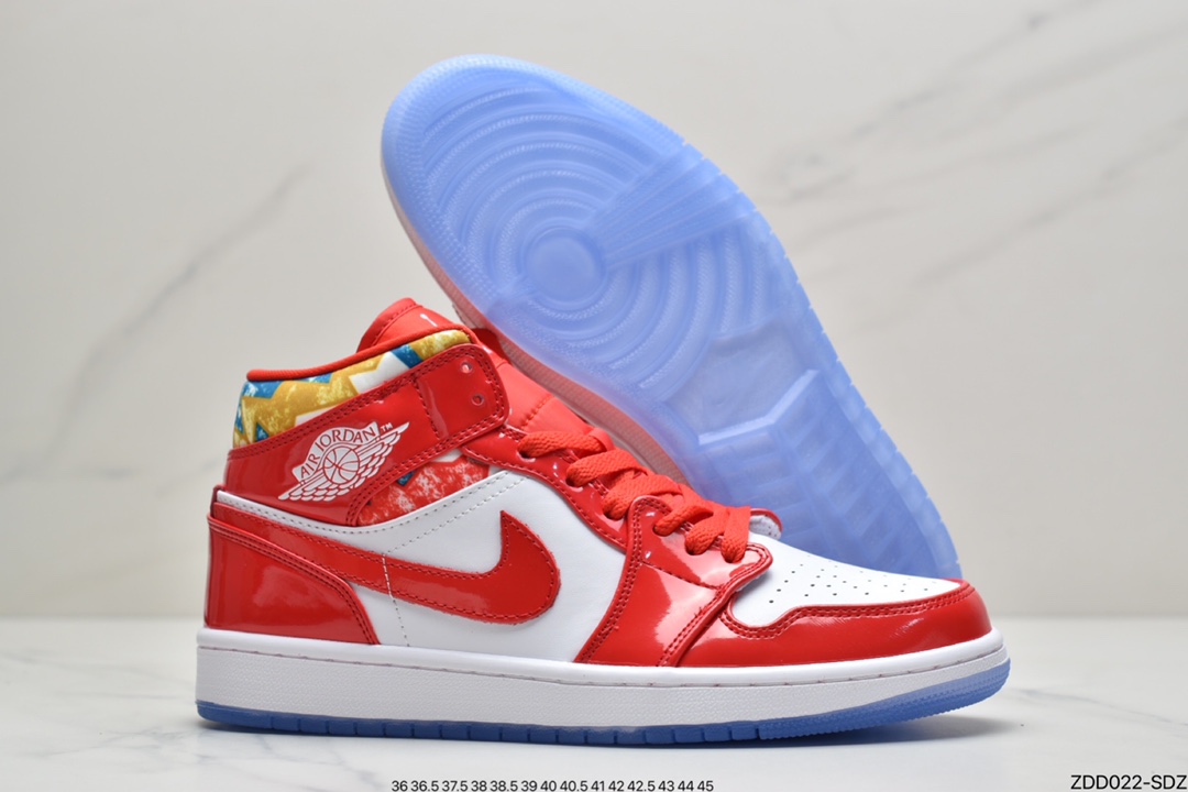 230 Jordan品牌推出全新Air Jordan 1 Mid，采用红色漆皮和几何图案DC7294-600