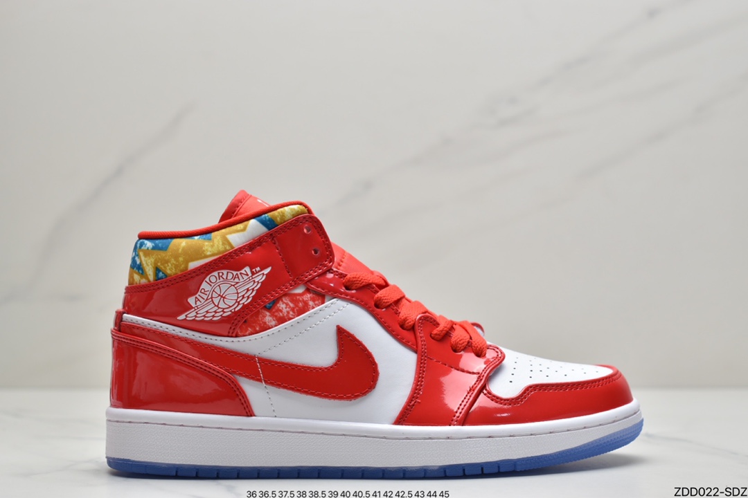 230 Jordan品牌推出全新Air Jordan 1 Mid，采用红色漆皮和几何图案DC7294-600