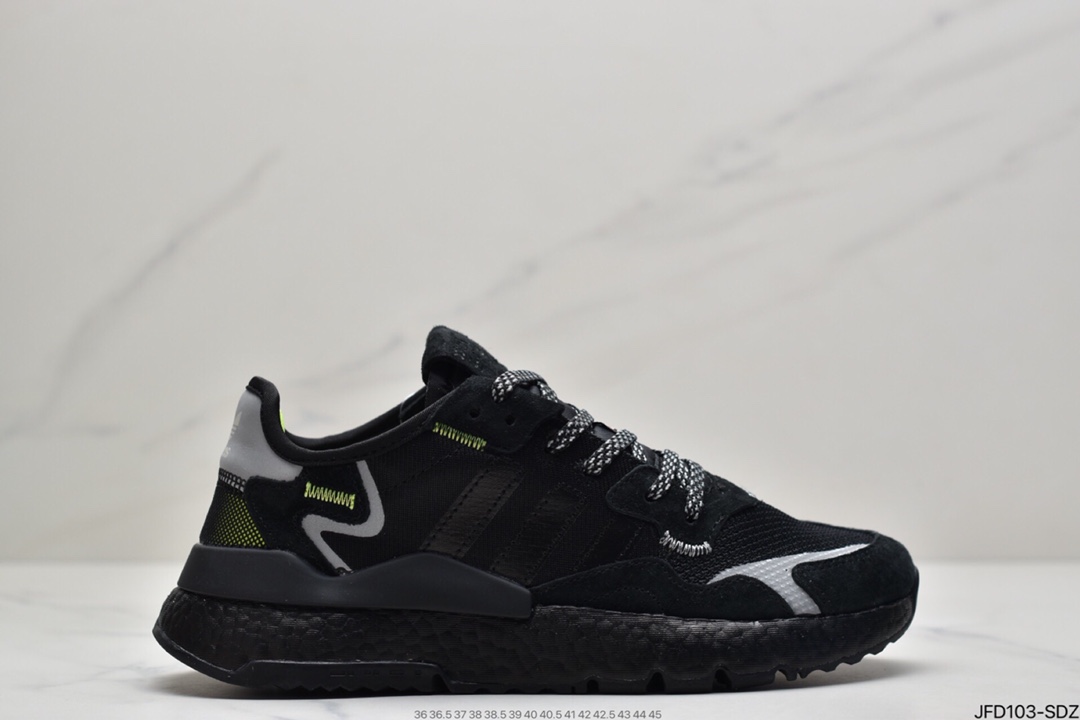 170 阿迪达斯Adidas Nite Jogger 2019 Boost 碳黑三叶草FW6145