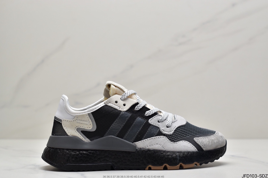 170 阿迪达斯Adidas Nite Jogger 2019 Boost 碳黑三叶草FW6145