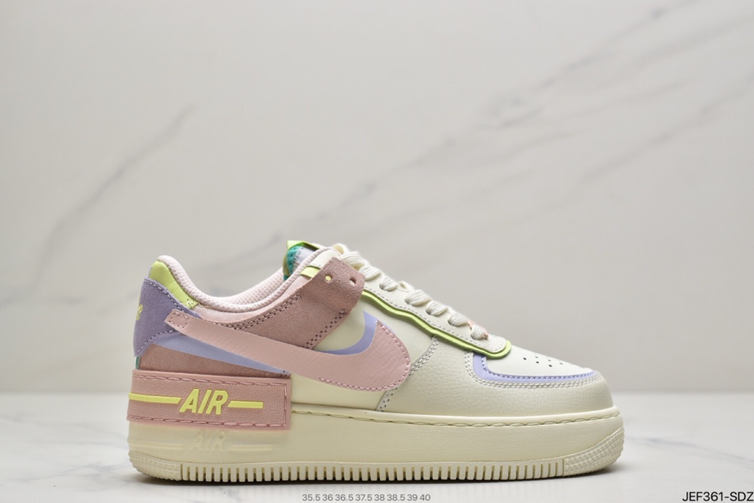 160 耐克Nike WMNS Air Force 1 Shadow 马卡龙空军一号轻量增高低帮百搭板鞋CI0919-100