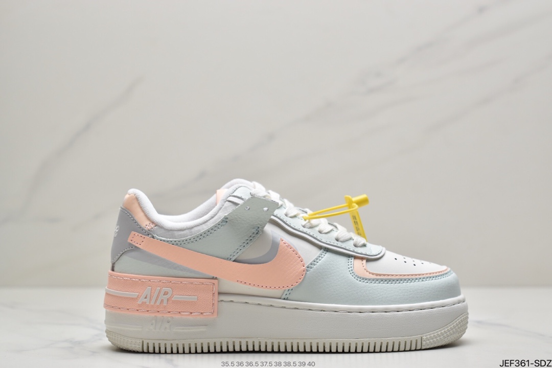 160 耐克Nike WMNS Air Force 1 Shadow 马卡龙空军一号轻量增高低帮百搭板鞋CI0919-100