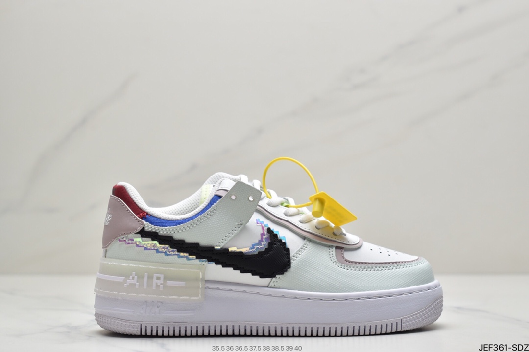 160 耐克Nike WMNS Air Force 1 Shadow 马卡龙空军一号轻量增高低帮百搭板鞋CI0919-100