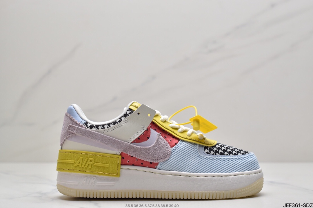 160 耐克Nike WMNS Air Force 1 Shadow 马卡龙空军一号轻量增高低帮百搭板鞋CI0919-100